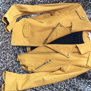 IRO Mustard Leather Bomber Jacket